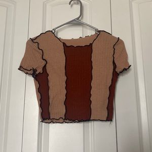 brown cropped shirt